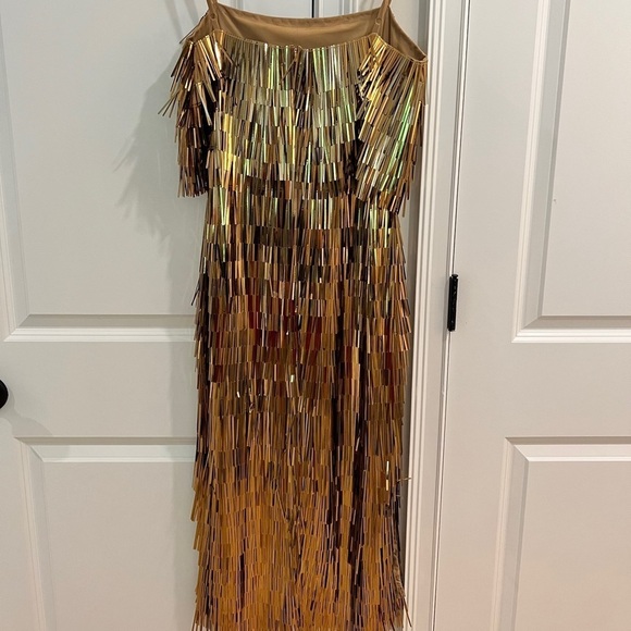 ASOS- Sold Out- Shard Detail Gold Metallic Midi Dress - Picture 6 of 8